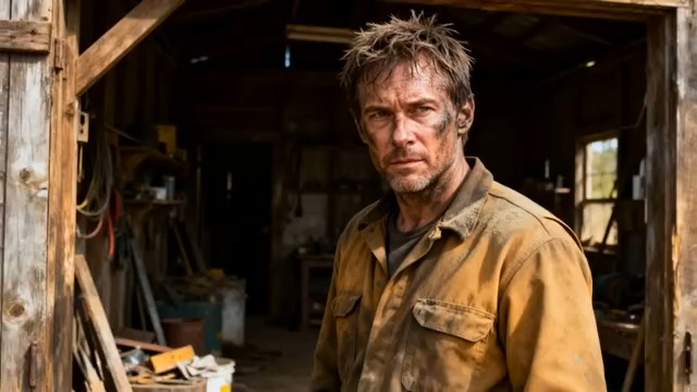  工装男人坚毅眼神特写641#横屏 	 -