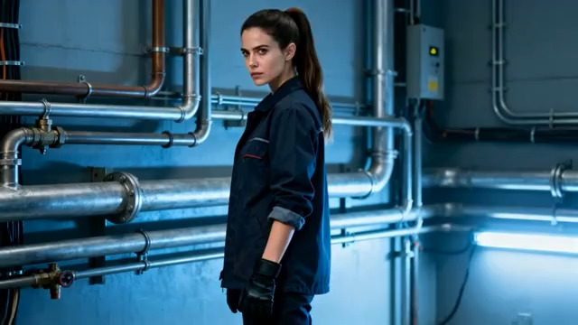  工业风女性工人形象626#横屏 	 -