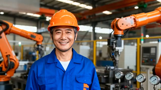  工业机器人与工人协作633#横屏 	 