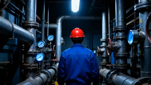  工人巡查工厂管道设施622#横屏 	 - 