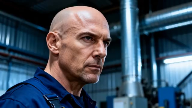  工厂男工严肃特写609#横屏 	 