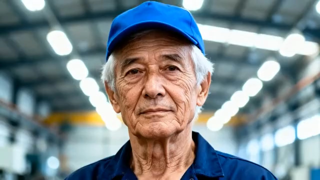  工厂老工人肖像604#横屏 	 