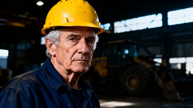  工厂老工人工作肖像603#横屏 	 -