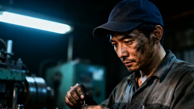  工厂技工专注工作特写596#横屏 	 