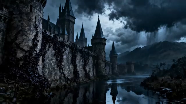  哥特式城堡夜景576#横屏 	 