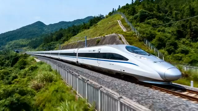  高铁穿行绿色山岭566#横屏 	 