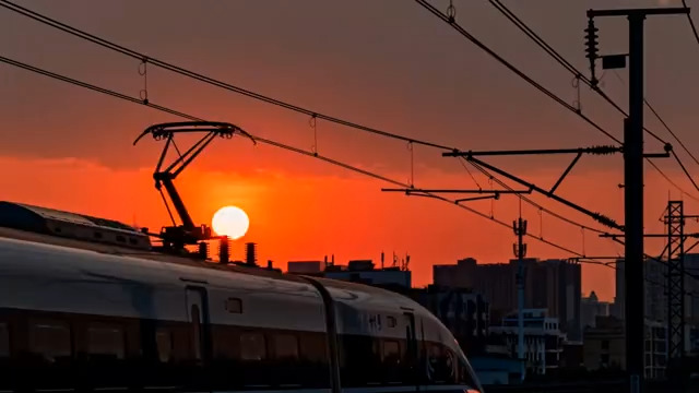  高铁夕阳下飞驰572#横屏 	 -