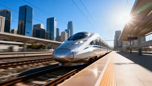  高铁进站动态场景569#横屏 	 