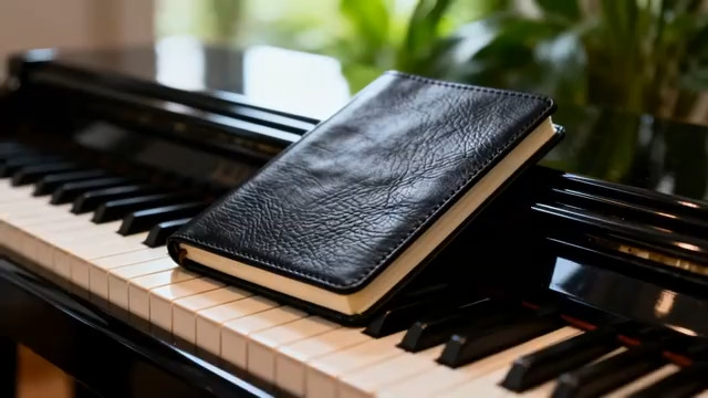  钢琴上的黑色笔记本554#横屏 	 - 