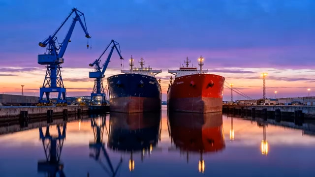  港口黄昏工业景观555#横屏 	 