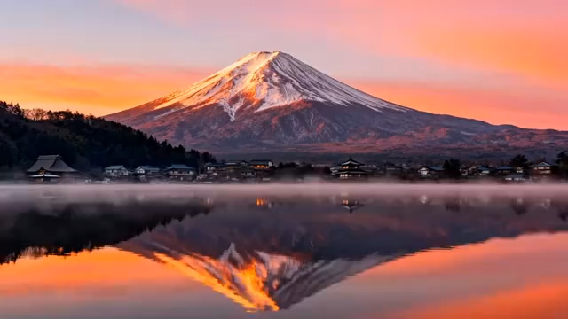  富士山日出日落延时543#横屏 	 -