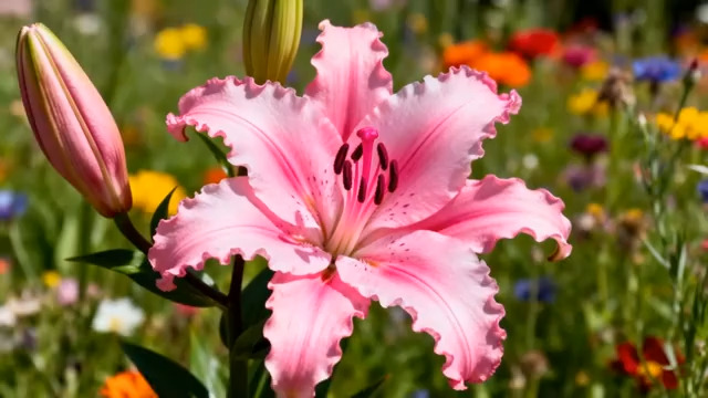  粉色百合花特写499#横屏 	 