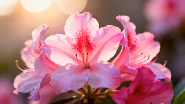  粉色杜鹃花特写502#横屏 	 