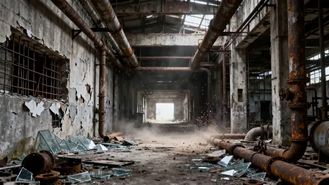  废弃工厂黑衣人动作485#横屏 	 