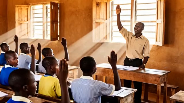  非洲课堂师生互动教学483#横屏 	 