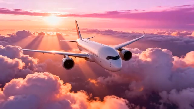  飞机云海日出飞行482#横屏 	 