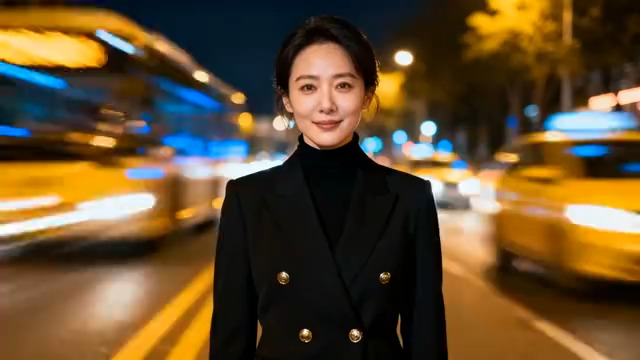  都市夜景中的职场女性452#横屏 	 