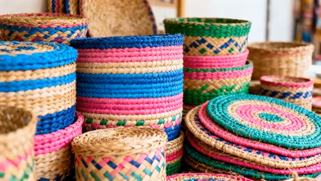  多彩手工编织筐特写456#横屏 	 