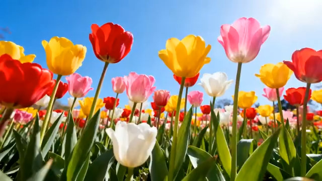  多彩郁金香花海绽放458#横屏 	 -