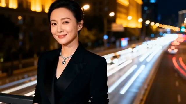  都市夜景中的优雅女性451#横屏 	 