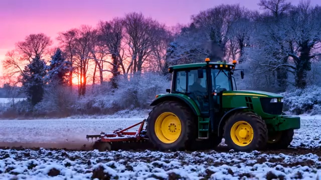  冬日雪原拖拉机作业440#横屏 	 