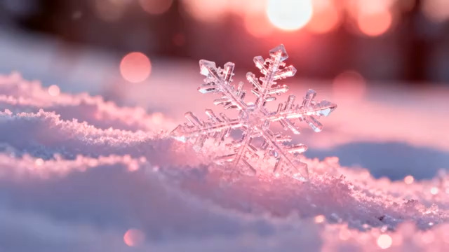  冬日雪花特写镜头433#横屏 	 