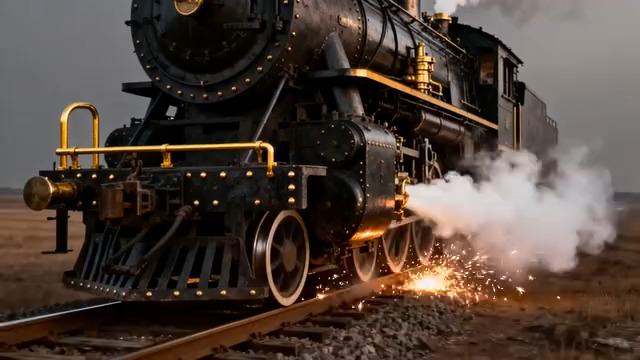  复古蒸汽火车头特写537#横屏 	 -