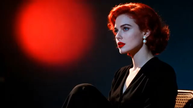  复古红唇红发女性侧脸528#横屏 	 -