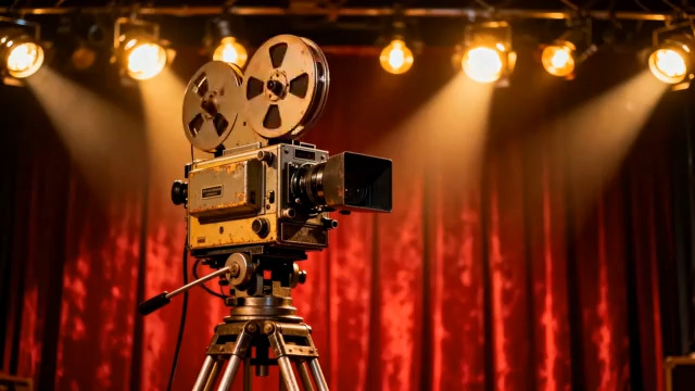  复古电影摄影机舞台灯光526#横屏 	 