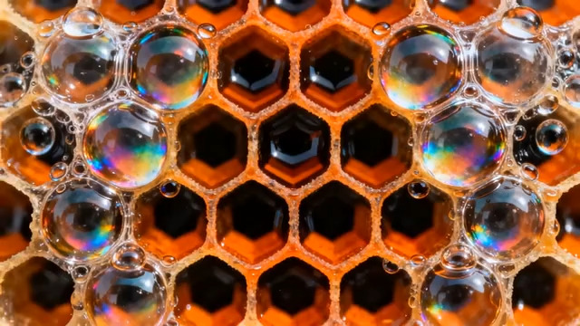  蜂窝上的彩色水珠520#横屏 	 