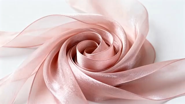  粉色丝带玫瑰旋转特写508#横屏 	 