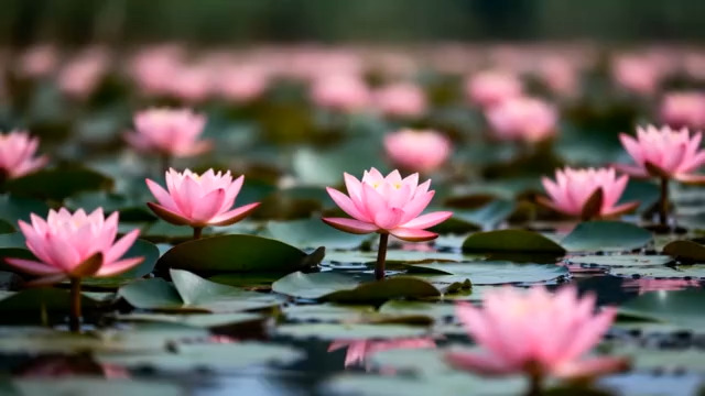  粉色荷花池风景503#横屏 	 -