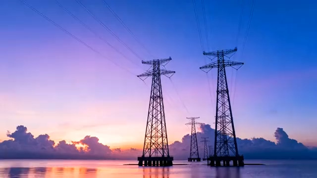  电力铁塔日落剪影398#横屏 	 