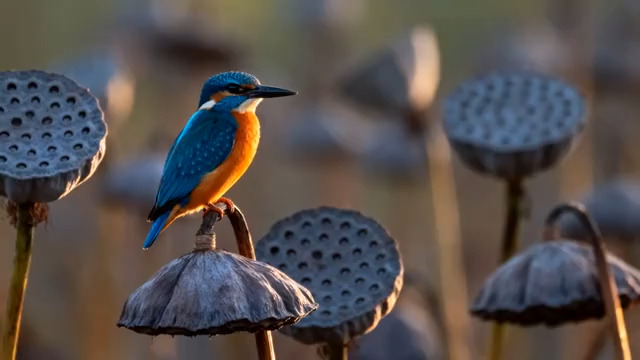  翠鸟立枯荷357#横屏 	 