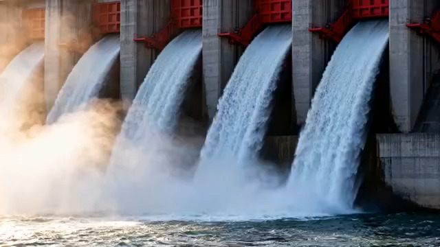  大坝泄洪壮观景象358#横屏 	 
