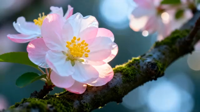  春日粉花特写镜头348#横屏 	 