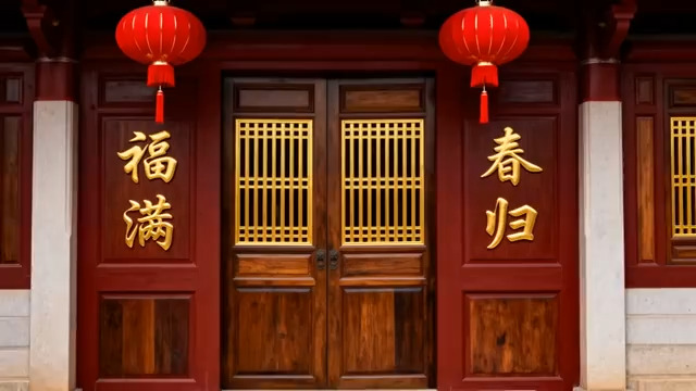  春节红门红灯笼347#横屏 	 