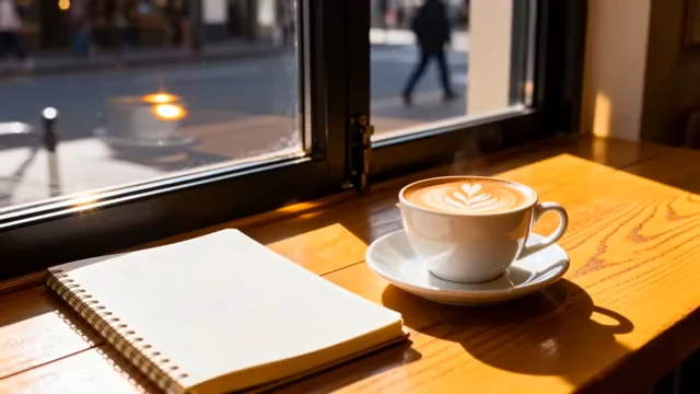  窗边咖啡与笔记本337#横屏 	 -