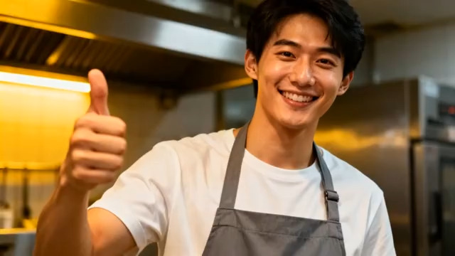  厨师竖大拇指点赞309#横屏 	 