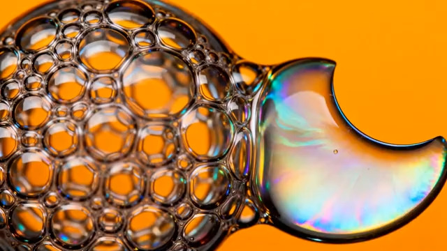  橙色背景梦幻泡泡特写289#横屏 	 