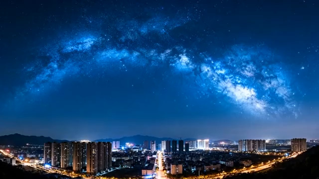  城市夜空银河璀璨284#横屏 	 - 