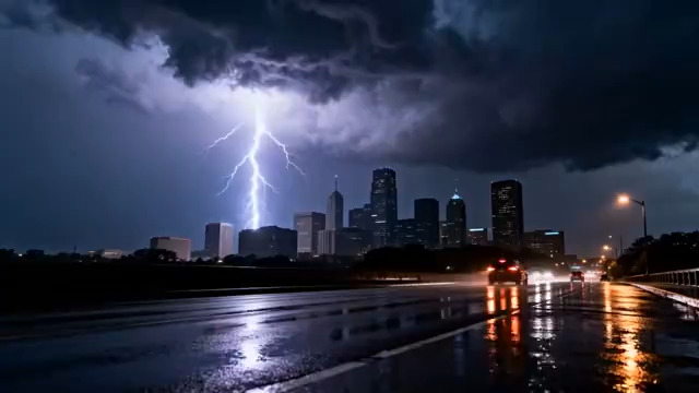  城市雨夜闪电延时286#横屏 	 -
