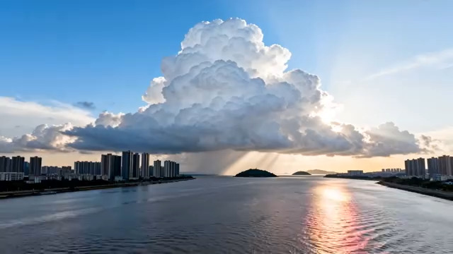  城市云海日出延时287#横屏 	 