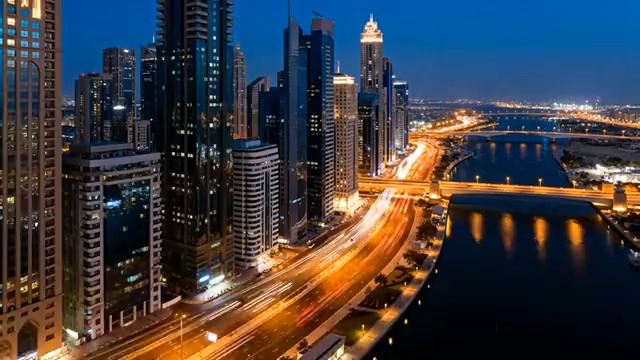  城市夜景红色飞行汽车274#横屏 	 