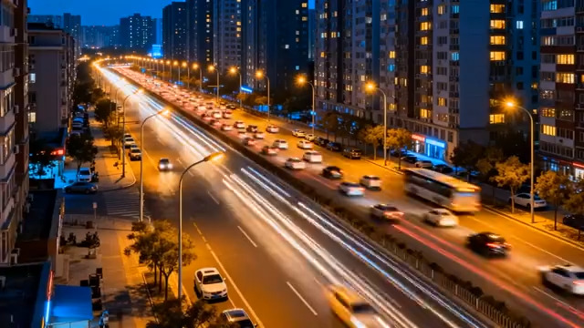  城市夜景车流延时267#横屏 	 