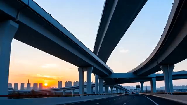  城市立交桥黄昏车流250#横屏 	 