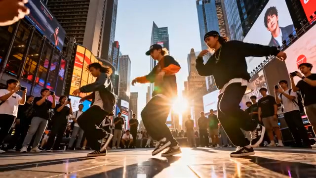  城市街头多人街舞表演248#横屏 	 