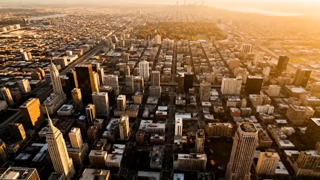  城市日出航拍全景252#横屏 	 