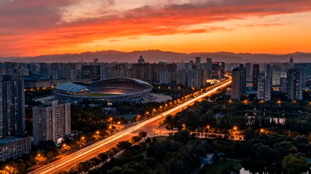  城市黄昏航拍延时245#横屏 	 - 