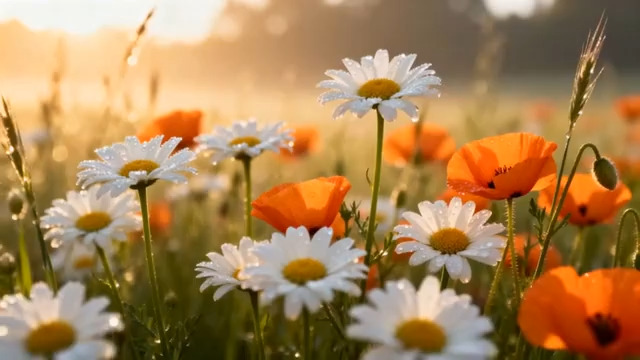  晨曦中的野花绽放230#横屏 	 -